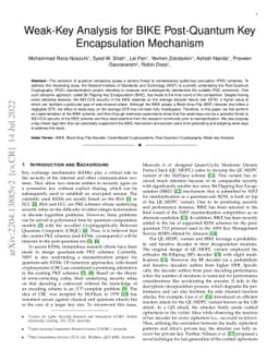 Weak-Key Analysis for BIKE Post-Quantum Key Encapsulation Mechanism