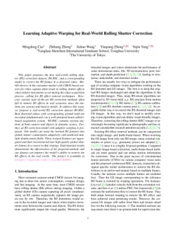 Learning Adaptive Warping for Real-World Rolling Shutter Correction
