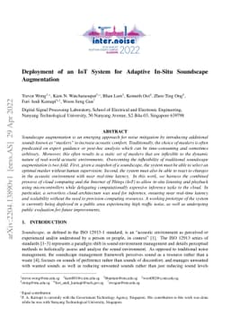 Deployment of an IoT System for Adaptive In-Situ Soundscape Augmentation