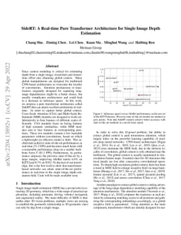 SideRT: A Real-time Pure Transformer Architecture for Single Image Depth
  Estimation