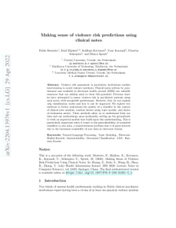 Making sense of violence risk predictions using clinical notes