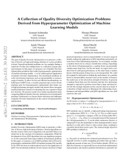 A Collection of Quality Diversity Optimization Problems Derived from
  Hyperparameter Optimization of Machine Learning Models