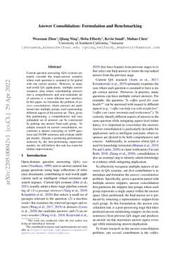 Answer Consolidation: Formulation and Benchmarking
