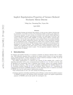 Implicit Regularization Properties of Variance Reduced Stochastic Mirror
  Descent