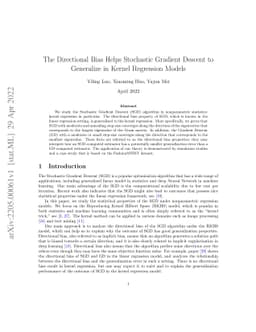 The Directional Bias Helps Stochastic Gradient Descent to Generalize in
  Kernel Regression Models