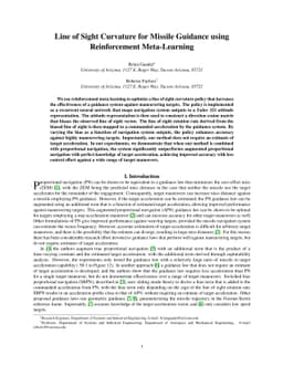 Line of Sight Curvature for Missile Guidance using Reinforcement
  Meta-Learning
