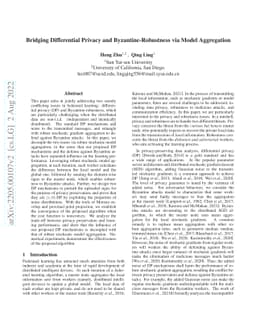 Bridging Differential Privacy and Byzantine-Robustness via Model
  Aggregation