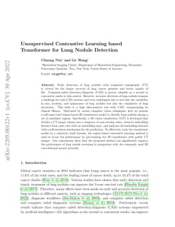 Unsupervised Contrastive Learning based Transformer for Lung Nodule
  Detection