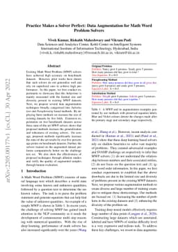 Practice Makes a Solver Perfect: Data Augmentation for Math Word Problem
  Solvers