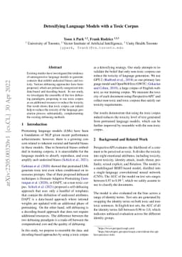 Detoxifying Language Models with a Toxic Corpus