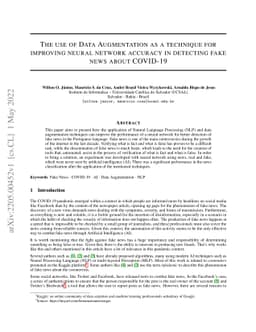The use of Data Augmentation as a technique for improving neural network
  accuracy in detecting fake news about COVID-19