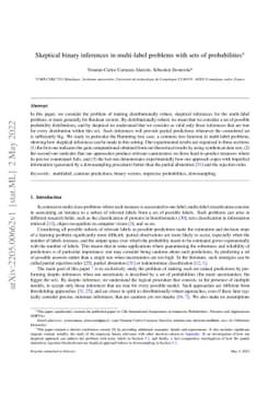 Skeptical binary inferences in multi-label problems with sets of
  probabilities