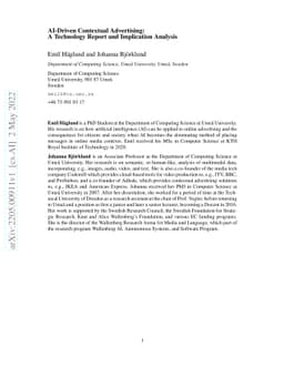 AI-Driven Contextual Advertising: A Technology Report and Implication
  Analysis
