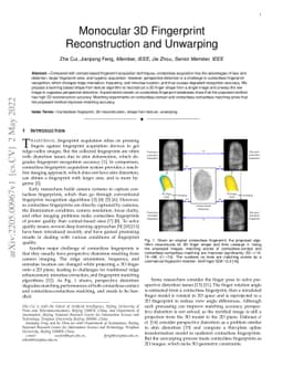 Monocular 3D Fingerprint Reconstruction and Unwarping