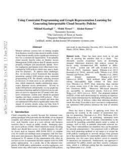Using Constraint Programming and Graph Representation Learning for
  Generating Interpretable Cloud Security Policies