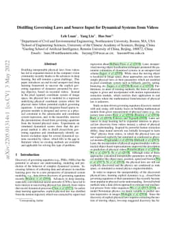 Distilling Governing Laws and Source Input for Dynamical Systems from
  Videos