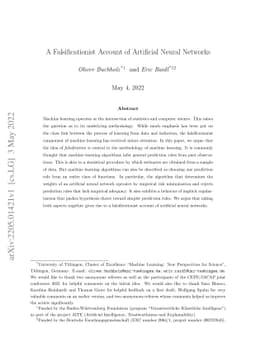 A Falsificationist Account of Artificial Neural Networks