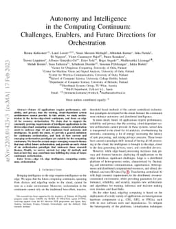 Autonomy and Intelligence in the Computing Continuum: Challenges,
  Enablers, and Future Directions for Orchestration