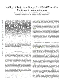 Intelligent Trajectory Design for RIS-NOMA aided Multi-robot
  Communications