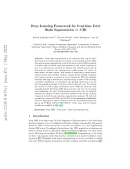 Deep Learning Framework for Real-time Fetal Brain Segmentation in MRI