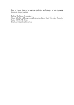 How to choose features to improve prediction performance in
  lane-changing intention: A meta-analysis