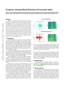 Frequency Domain-Based Detection of Generated Audio