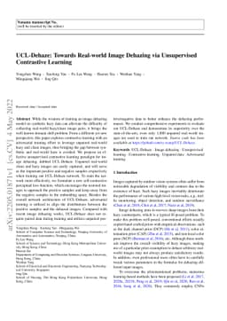 UCL-Dehaze: Towards Real-world Image Dehazing via Unsupervised
  Contrastive Learning