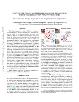 Unsupervised Domain Adaptation Learning for Hierarchical Infant Pose
  Recognition with Synthetic Data