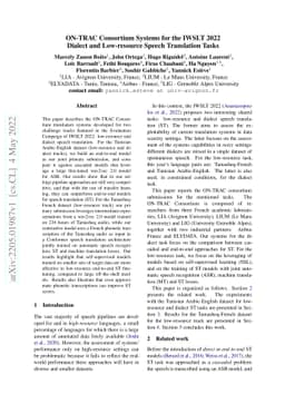 ON-TRAC Consortium Systems for the IWSLT 2022 Dialect and Low-resource
  Speech Translation Tasks