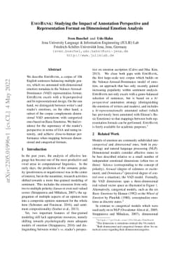 EmoBank: Studying the Impact of Annotation Perspective and
  Representation Format on Dimensional Emotion Analysis
