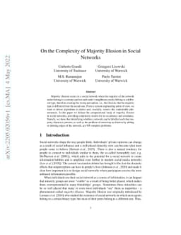 On the Complexity of Majority Illusion in Social Networks
