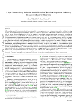 A New Dimensionality Reduction Method Based on Hensel's Compression for
  Privacy Protection in Federated Learning
