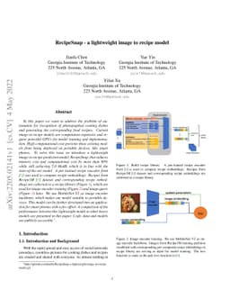 RecipeSnap -- a lightweight image-to-recipe model