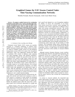Graphical Games for UAV Swarm Control Under Time-Varying Communication
  Networks
