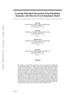 Learning Individual Interactions from Population Dynamics with
  Discrete-Event Simulation Model