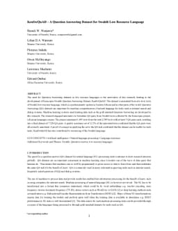 KenSwQuAD -- A Question Answering Dataset for Swahili Low Resource
  Language