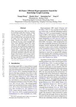 KGTuner: Efficient Hyper-parameter Search for Knowledge Graph Learning
