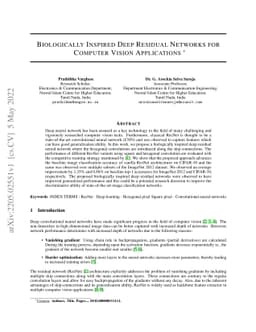 Biologically inspired deep residual networks for computer vision
  applications