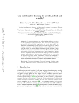 Can collaborative learning be private, robust and scalable?