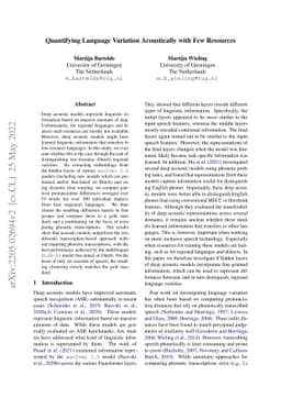 Quantifying Language Variation Acoustically with Few Resources