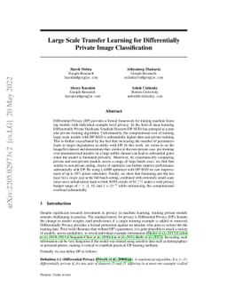 Large Scale Transfer Learning for Differentially Private Image
  Classification