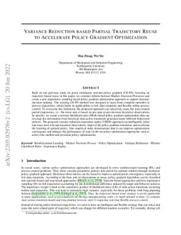 Variance Reduction based Partial Trajectory Reuse to Accelerate Policy
  Gradient Optimization