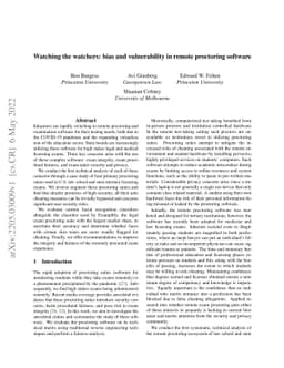 Watching the watchers: bias and vulnerability in remote proctoring
  software