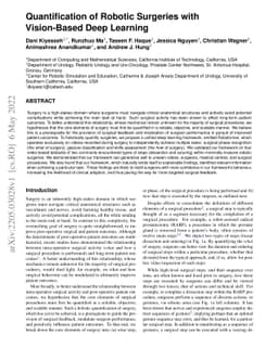 Quantification of Robotic Surgeries with Vision-Based Deep Learning