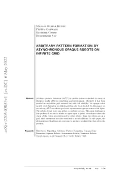 Arbitrary pattern formation by asynchronous opaque robots on infinite
  grid