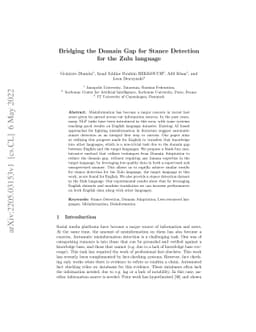Bridging the Domain Gap for Stance Detection for the Zulu language