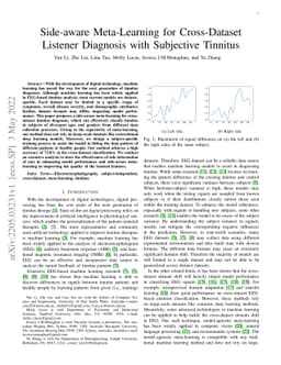 Side-aware Meta-Learning for Cross-Dataset Listener Diagnosis with
  Subjective Tinnitus