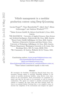 Vehicle management in a modular production context using Deep Q-Learning