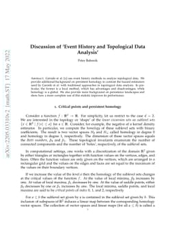 Discussion of Évent History and Topological Data Analysis'