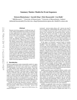 Summary Markov Models for Event Sequences